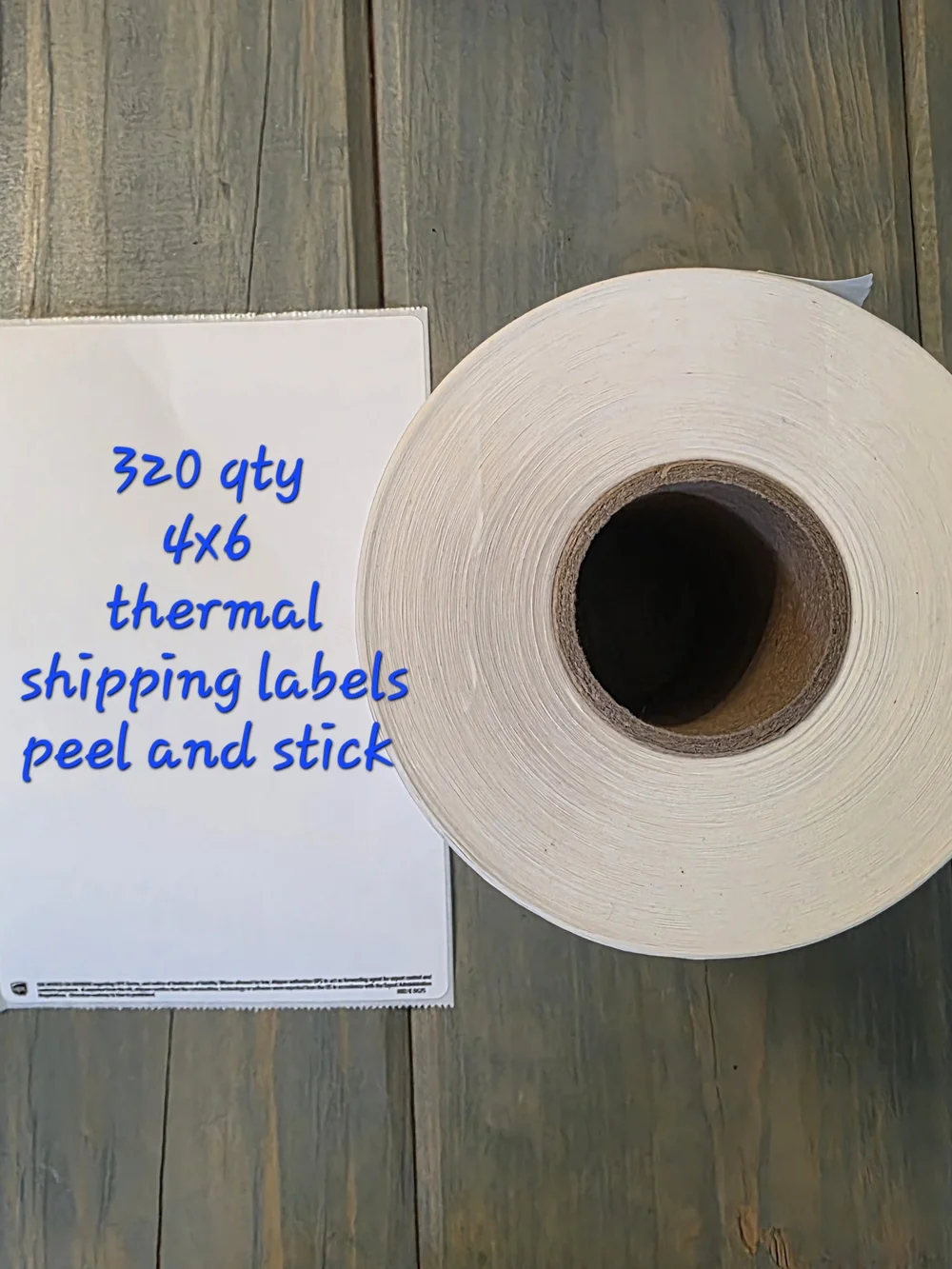 Thermal Shipping Labels Roll - White 4x6 Peel & Stick (320 Qty)